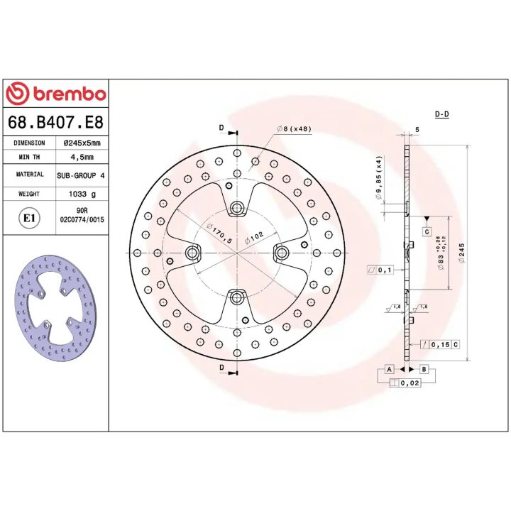 Bremseskive SERIE ORO PRIME LINE Fast Boret BREMBO – billede 2