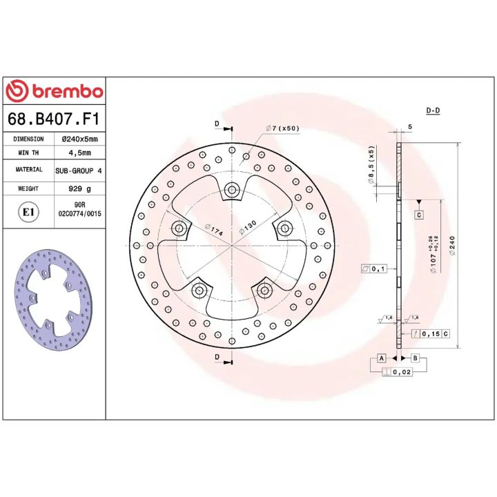 Bremseskive SERIE ORO PRIME LINE Fast Boret BREMBO – billede 2