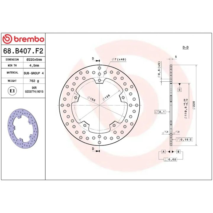 Bremseskive SERIE ORO PRIME LINE Fast Boret BREMBO – billede 2