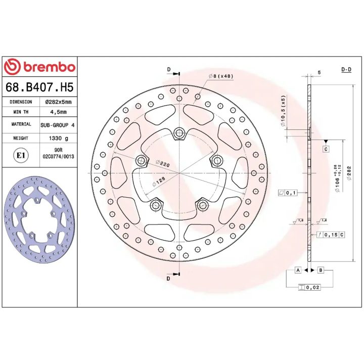 Bremseskive SERIE ORO PRIME LINE Fast Boret BREMBO – billede 2