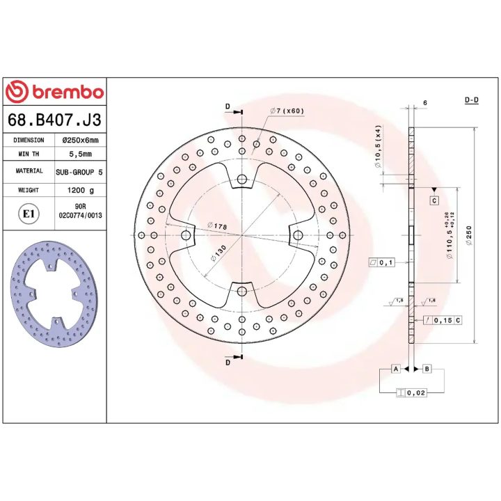 Bremseskive SERIE ORO PRIME LINE Fast Boret BREMBO – billede 2