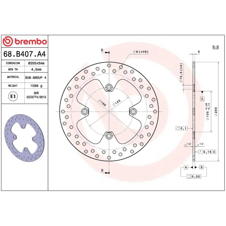 Bremseskive SERIE ORO PRIME LINE Fast Boret BREMBO – billede 2