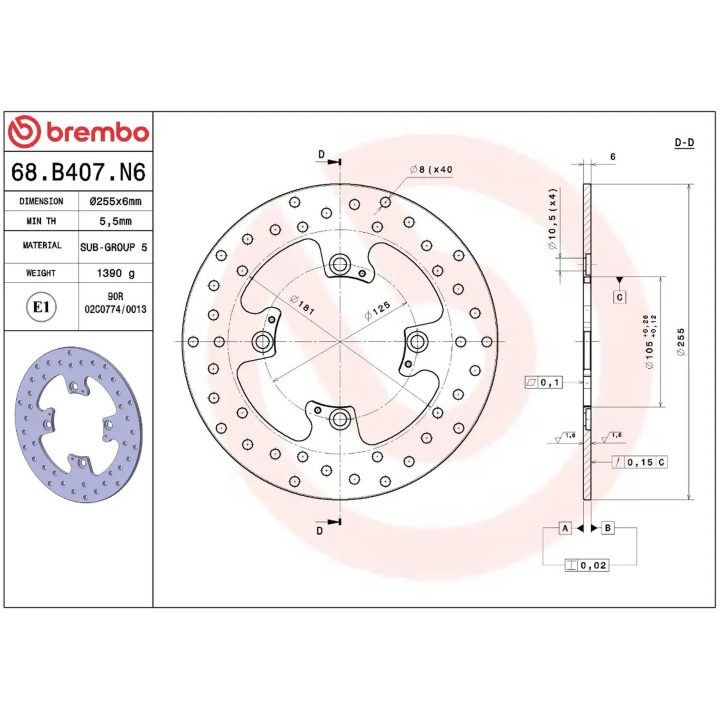 Bremseskive SERIE ORO PRIME LINE Fast Boret BREMBO – billede 2