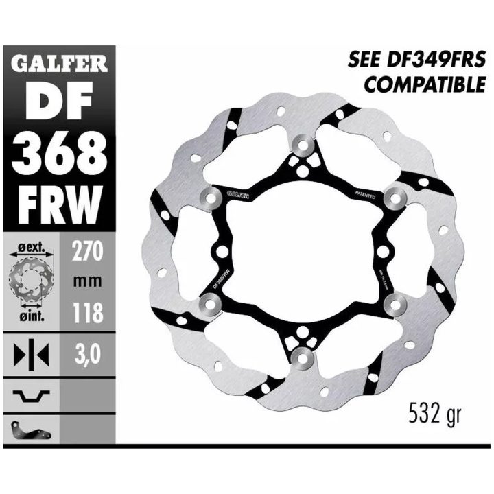 Bremseskive Wave® Sort/Sølv GALFER Bremseskive – billede 2