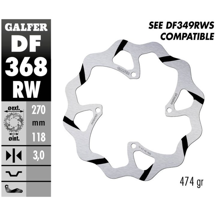 Bremseskive Wave® Sort/Sølv GALFER Bremseskive – billede 2