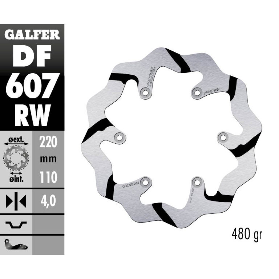 Bremseskive Wave® Sort/Sølv GALFER Bremseskive