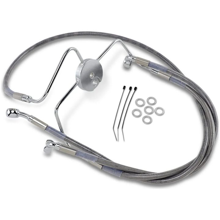 Bremseslange Forlænget Klar/sølv DRAG SPECIALTIES +10" – billede 2