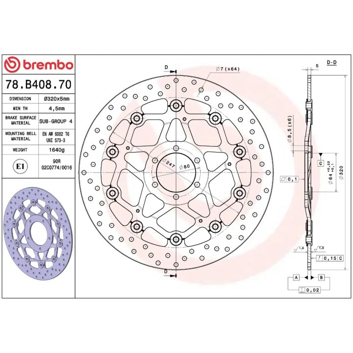 Bremsskive Serie Oro Prime Line Flydende Boret Rustfri Todelt BREMBO – billede 2