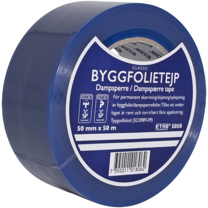Byggefolietejp 5050 Typegodkendt (SITAC og P-mærket) ETAB TAPE BYGGEFOLIE 5050 50MMX50 BL – billede 2