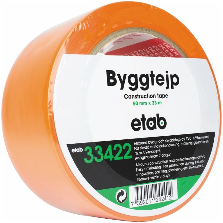 Byggetape, Orange, Bredde 50 mm etab – billede 2