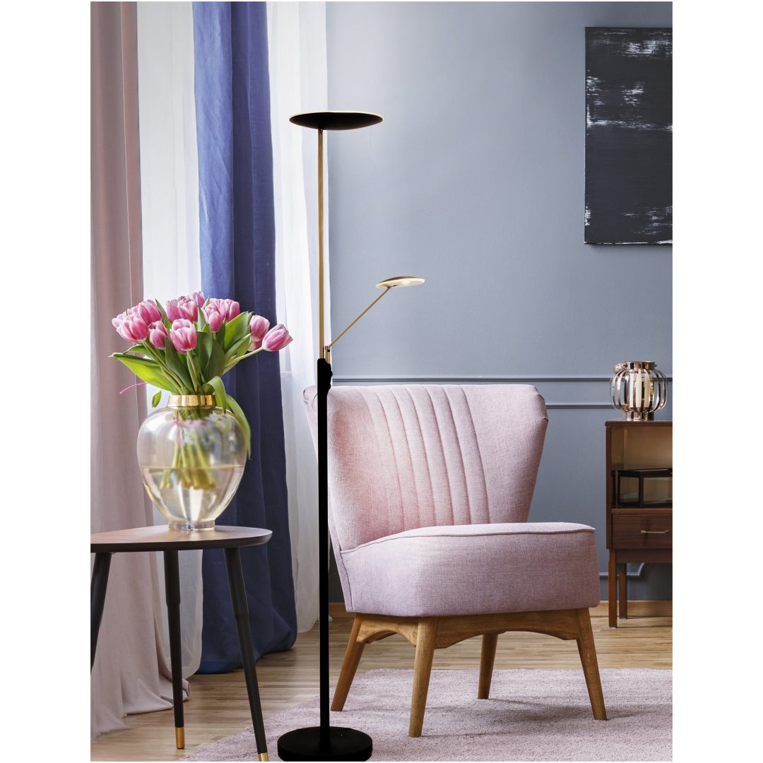 Cadiz Uplight, ANETA HOME Sokkel LED Sort /Mat Messing – billede 4