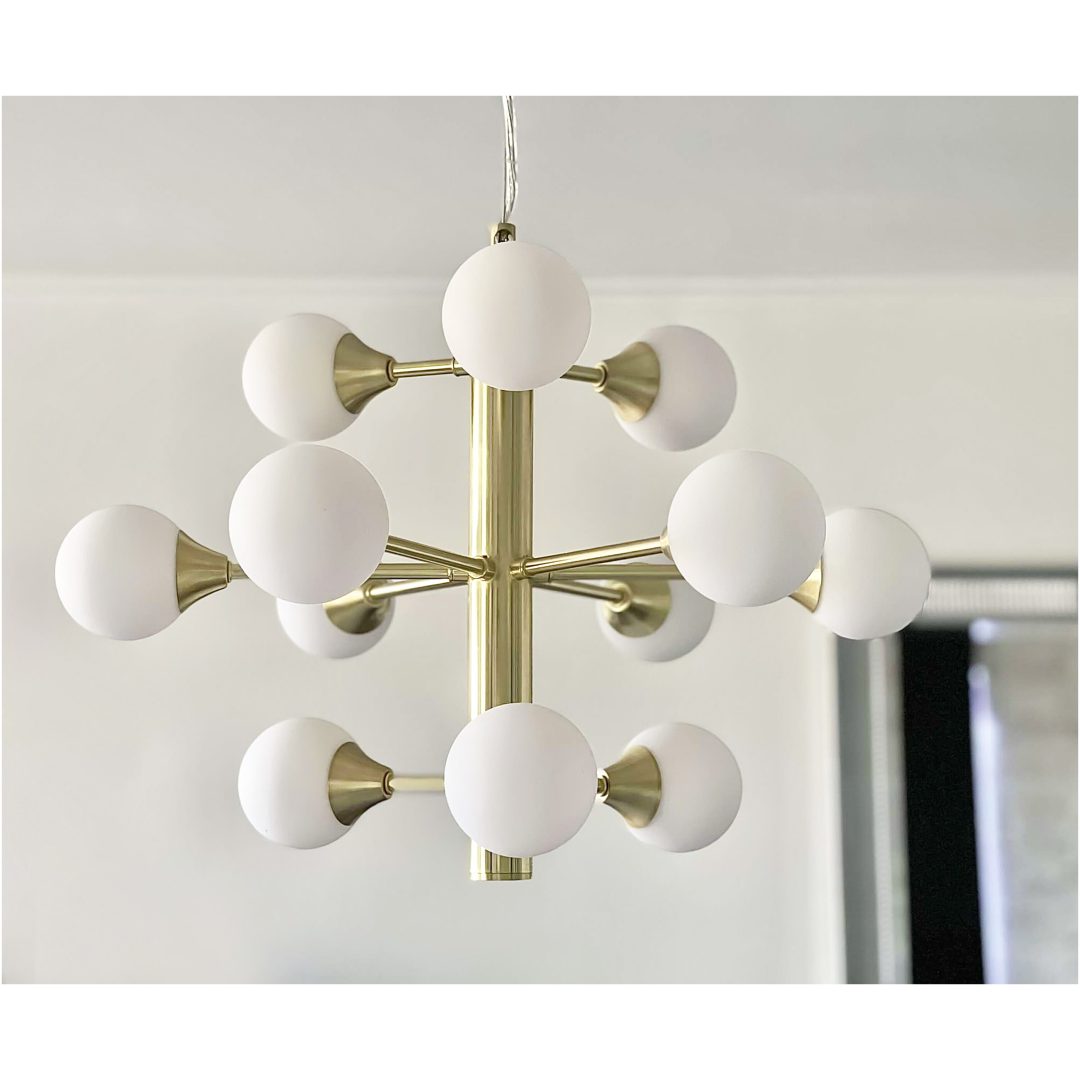 Cosmos Loftlampe 12-arm, Mat Messing/hvid ANETA HOME Mat Messing /Opalhvid – billede 4