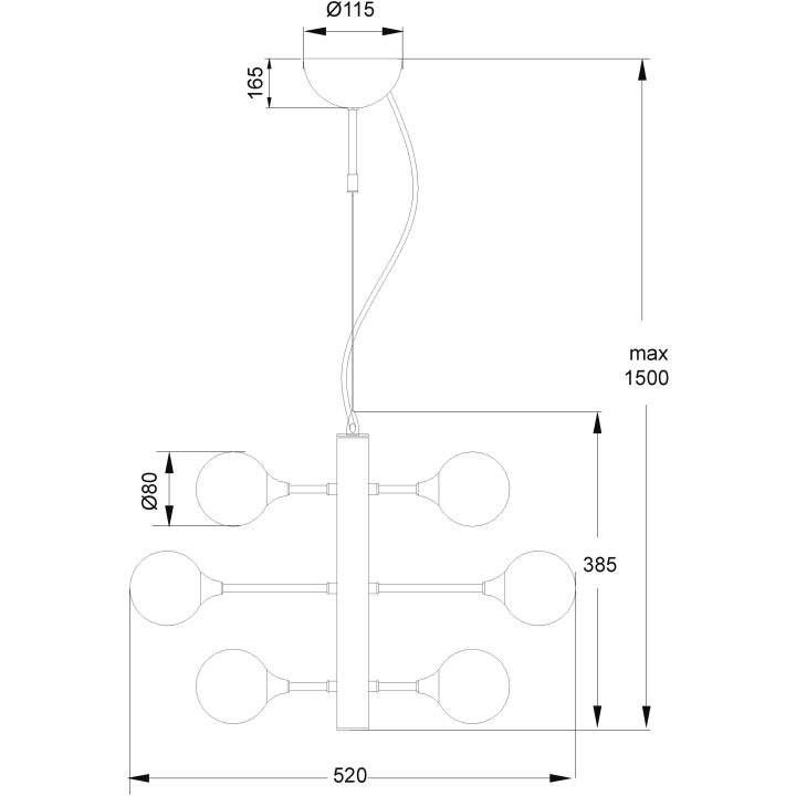 Cosmos Loftlampe 12-arm, Mat Messing/hvid ANETA HOME Mat Messing /Opalhvid – billede 8