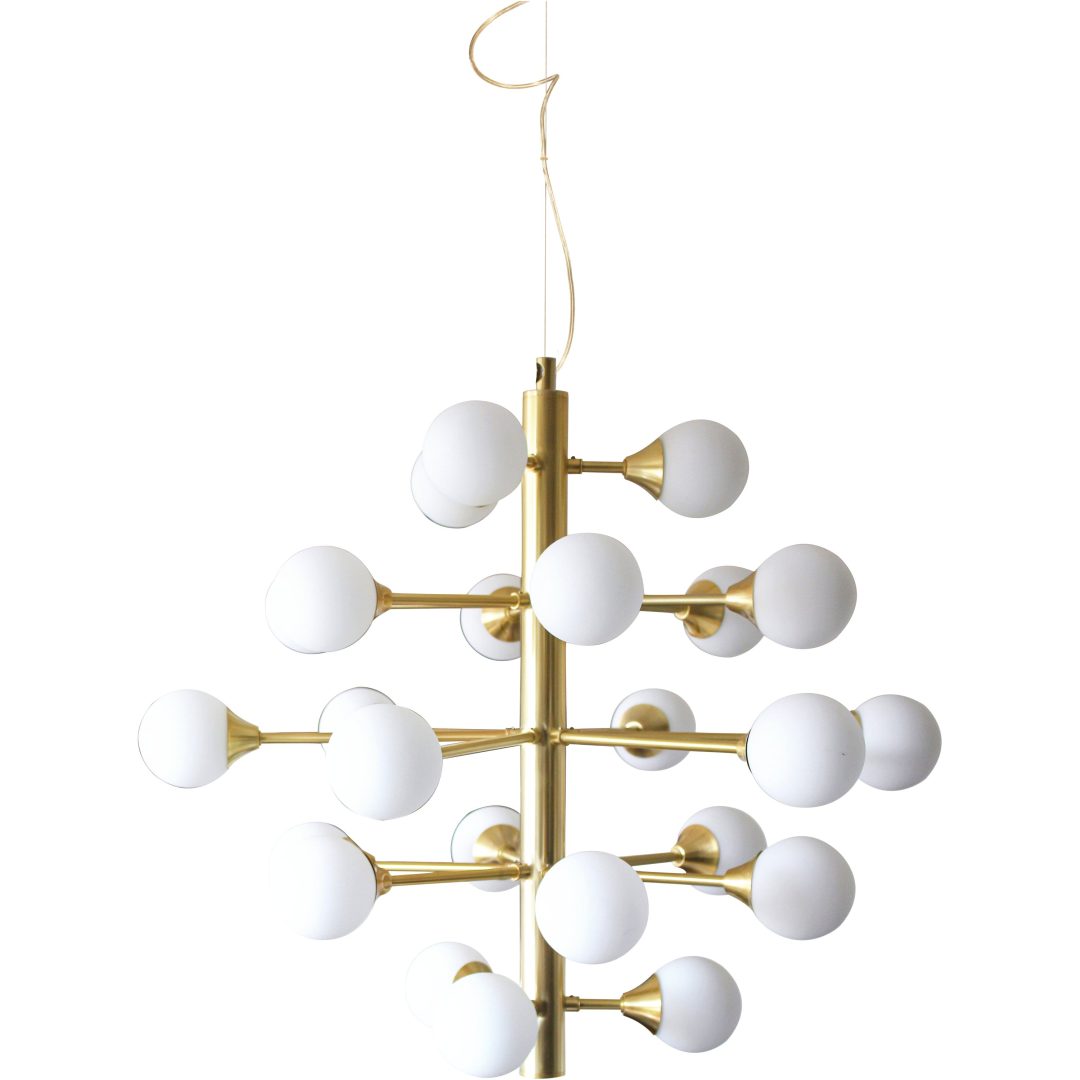 Cosmos Loftlampe 24-arm, Mat Messing/hvid ANETA HOME Mat Messing /Opalhvid