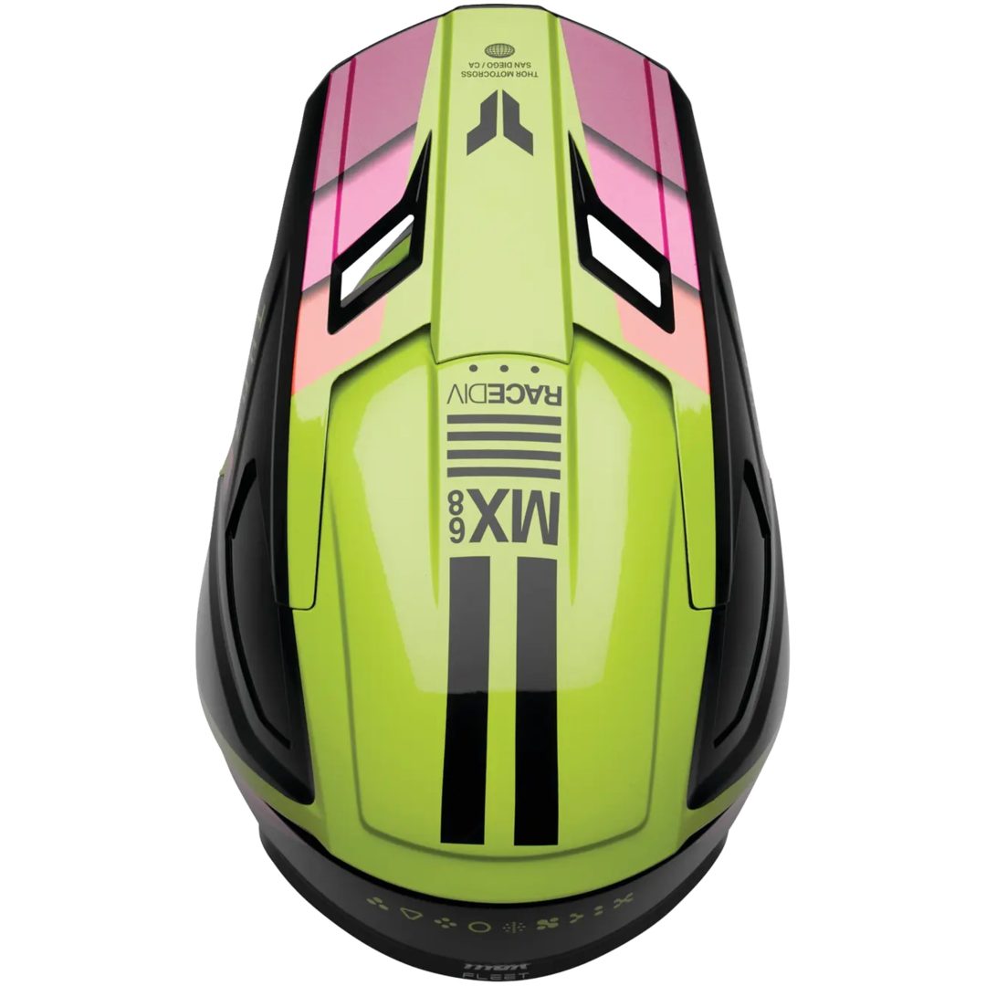 Crosshjelm Fleet Defy Sort Pink Gul THOR s – billede 2