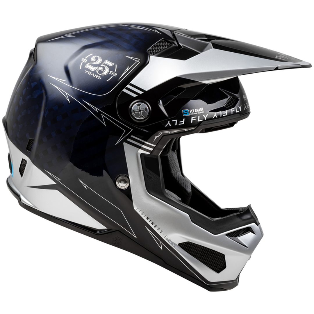Crosshjelm Formula Smart Carbon Legacy Blå Kulfiber/sølv FLY RACING XL – billede 3