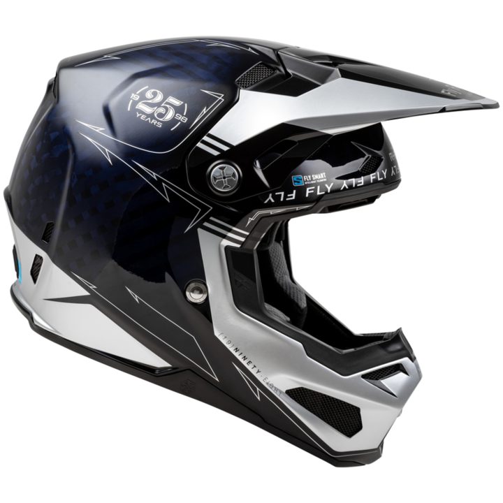 Crosshjelm Formula Smart Carbon Legacy Blå Kulfiber/sølv FLY RACING XL – billede 2