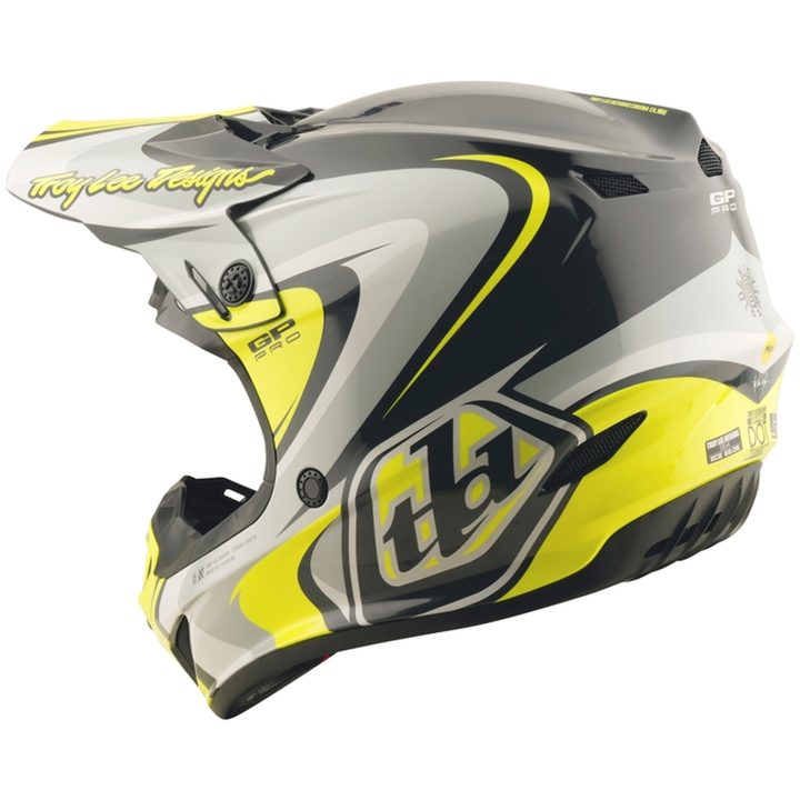 Crosshjelm GP Pro Crossover Blank Grå/Gul TROY LEE DESIGNS Medium – billede 4