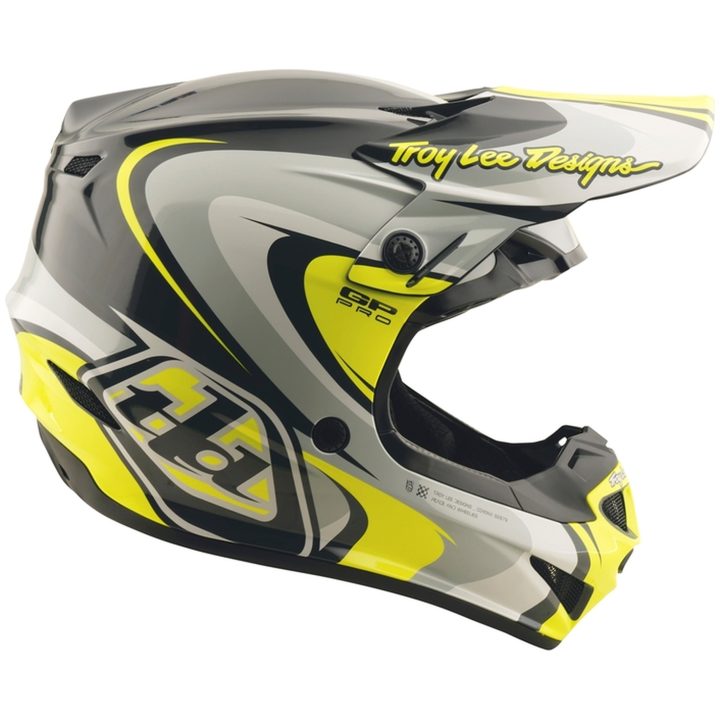 Crosshjelm GP Pro Crossover Blank Grå/Gul TROY LEE DESIGNS Medium – billede 7