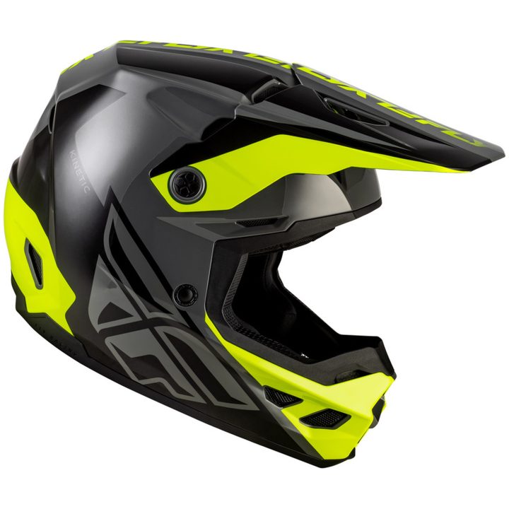 Crosshjelm Kinetic Crest Grå/Sort/Neongul FLY RACING s – billede 3