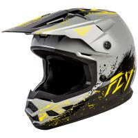Crosshjelm Kinetic Drip Grå/Sort/Gul FLY RACING
