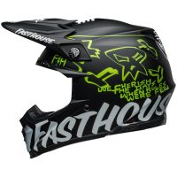 Crosshjelm Moto-9s Flex Fasthouse Mc Core Mat Sort/gul/hvid BELL