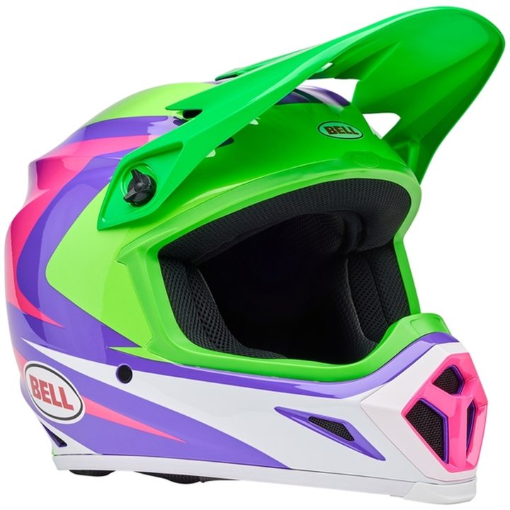 Crosshjelm Mx-9 Mips Jackal Gloss Hi-viz Grøn/lilla BELL M – billede 2