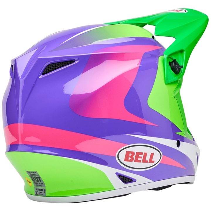Crosshjelm Mx-9 Mips Jackal Gloss Hi-viz Grøn/lilla BELL M – billede 7