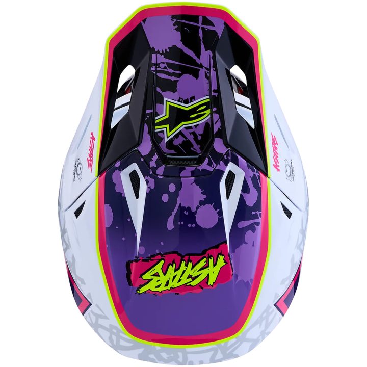 Crosshjelm S-M7 Blaster Lilla Pink Hvid Alpinestars XS – billede 2