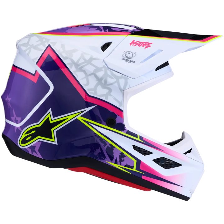 Crosshjelm S-M7 Blaster Lilla Pink Hvid Alpinestars XS – billede 4