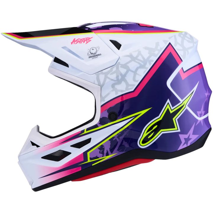 Crosshjelm S-M7 Blaster Lilla Pink Hvid Alpinestars XS – billede 6
