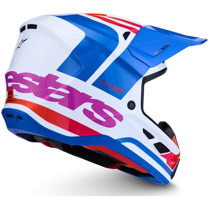Crosshjelm S-M7 Core Hvid Blå Pink ALPINESTARS(MX) XS – billede 3