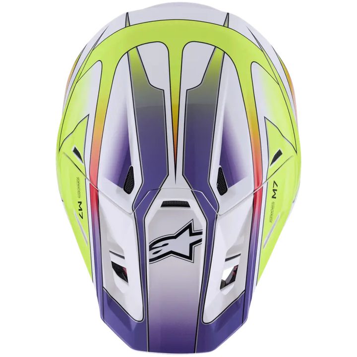 Crosshjelm S-M7 Fuse Hvid Lilla Gul Alpinestars XS – billede 2