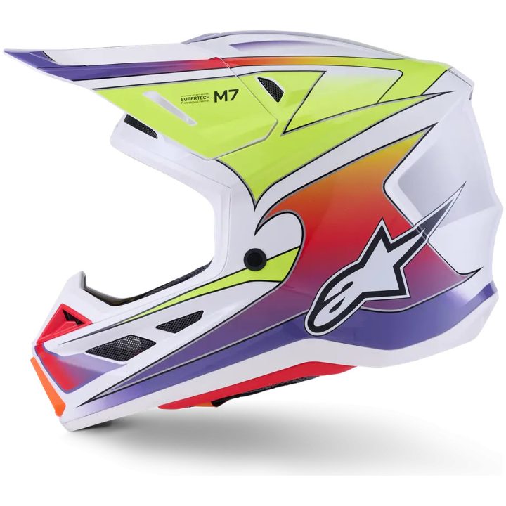 Crosshjelm S-M7 Fuse Hvid Lilla Gul Alpinestars XS – billede 7