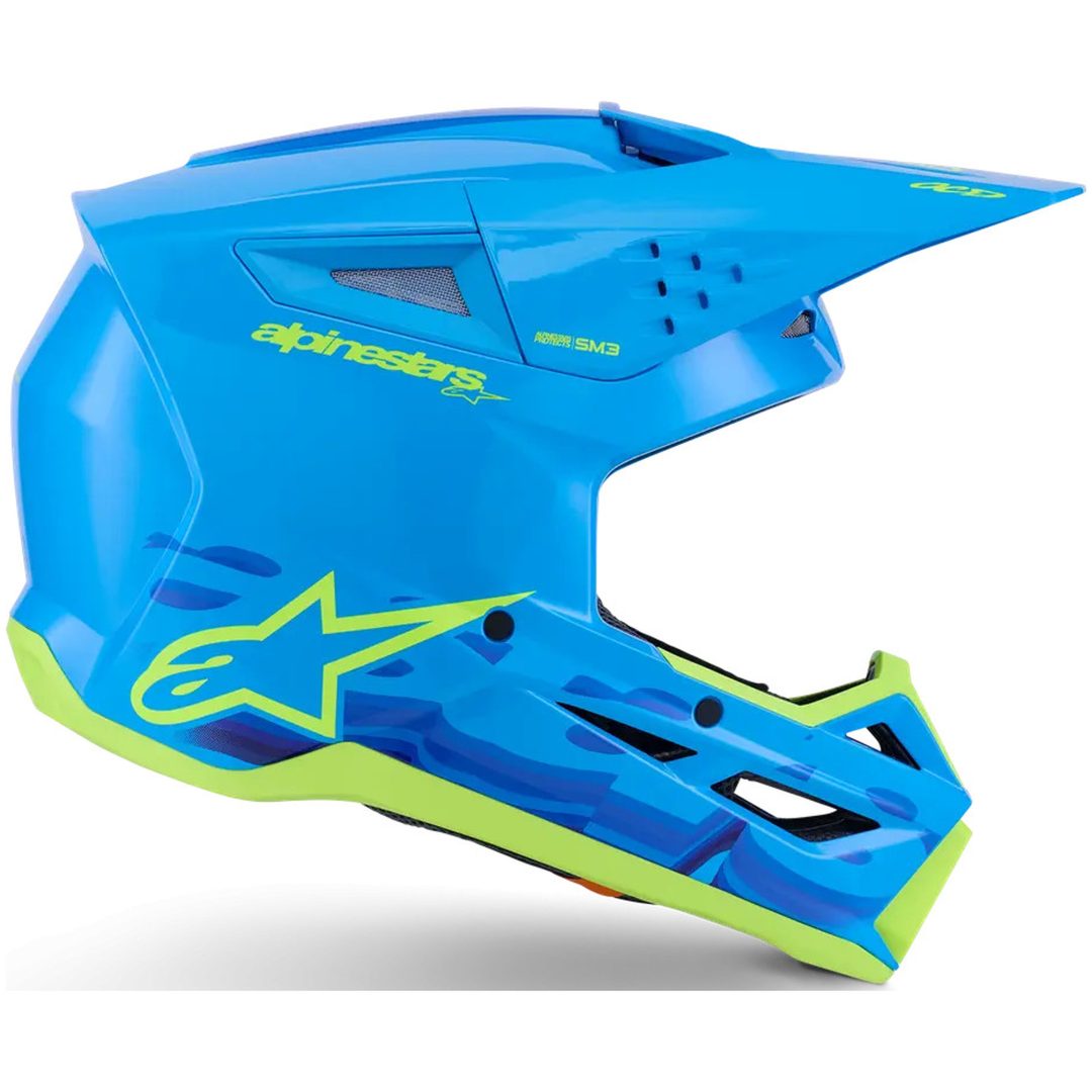 Crosshjelm SM3 Blå Cyan ALPINESTARS XS – billede 4