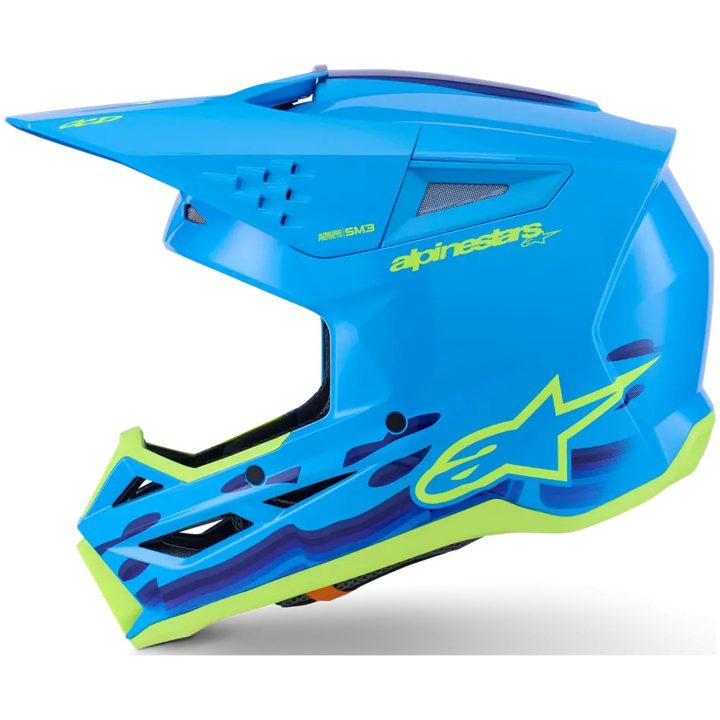 Crosshjelm SM3 Blå Cyan ALPINESTARS XS – billede 5