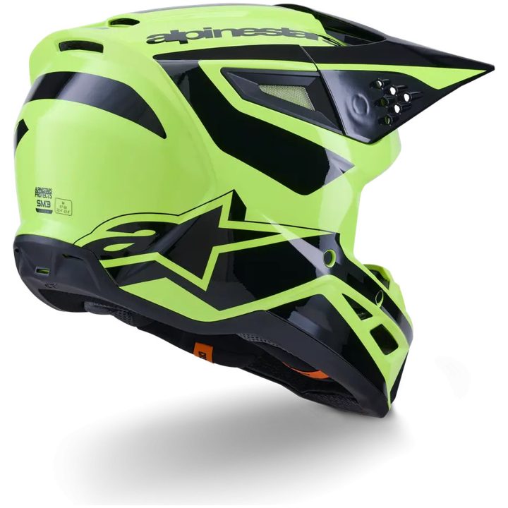 Crosshjelm SM3 Heat Sort Gul Alpinestars XS – billede 4