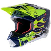 Crosshjelm Sm5 Rash Marineblå/Gul ALPINESTARS