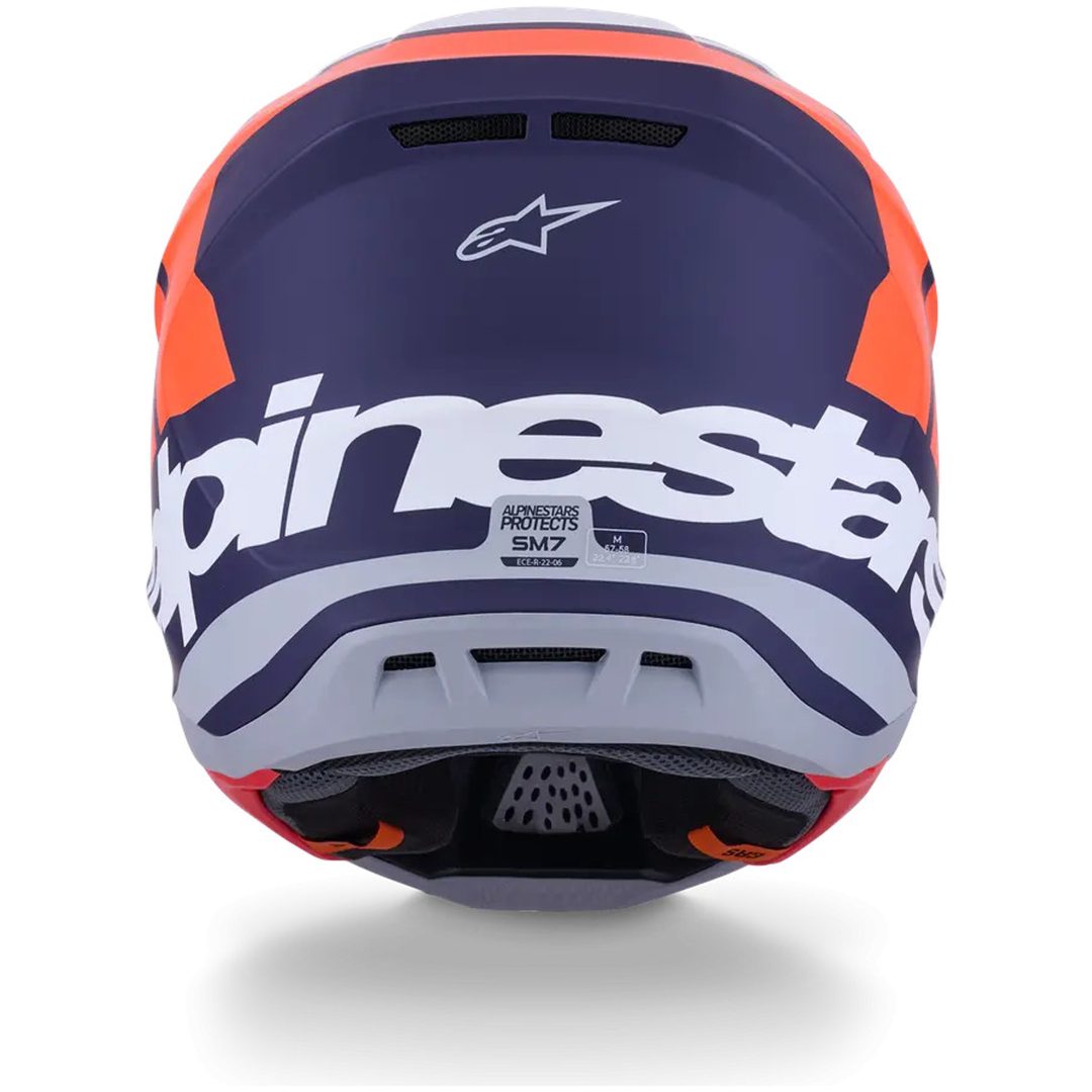 Crosshjelm SM7 Core Blå/Orange Mat ALPINESTARS XL – billede 6