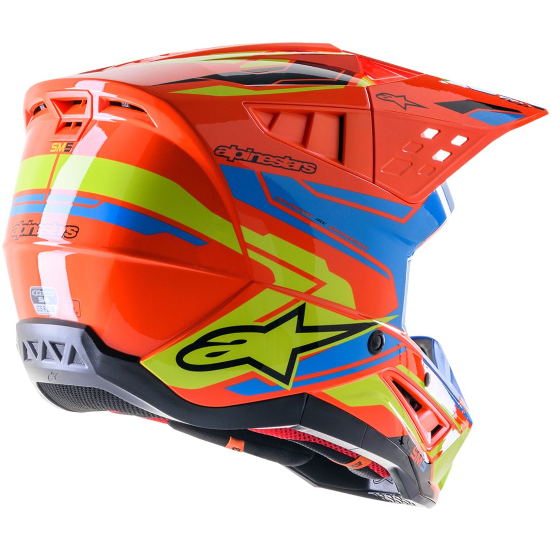 Crosshjelm Supertech M5 Blå/Orange/Gul ALPINESTARS Small – billede 4