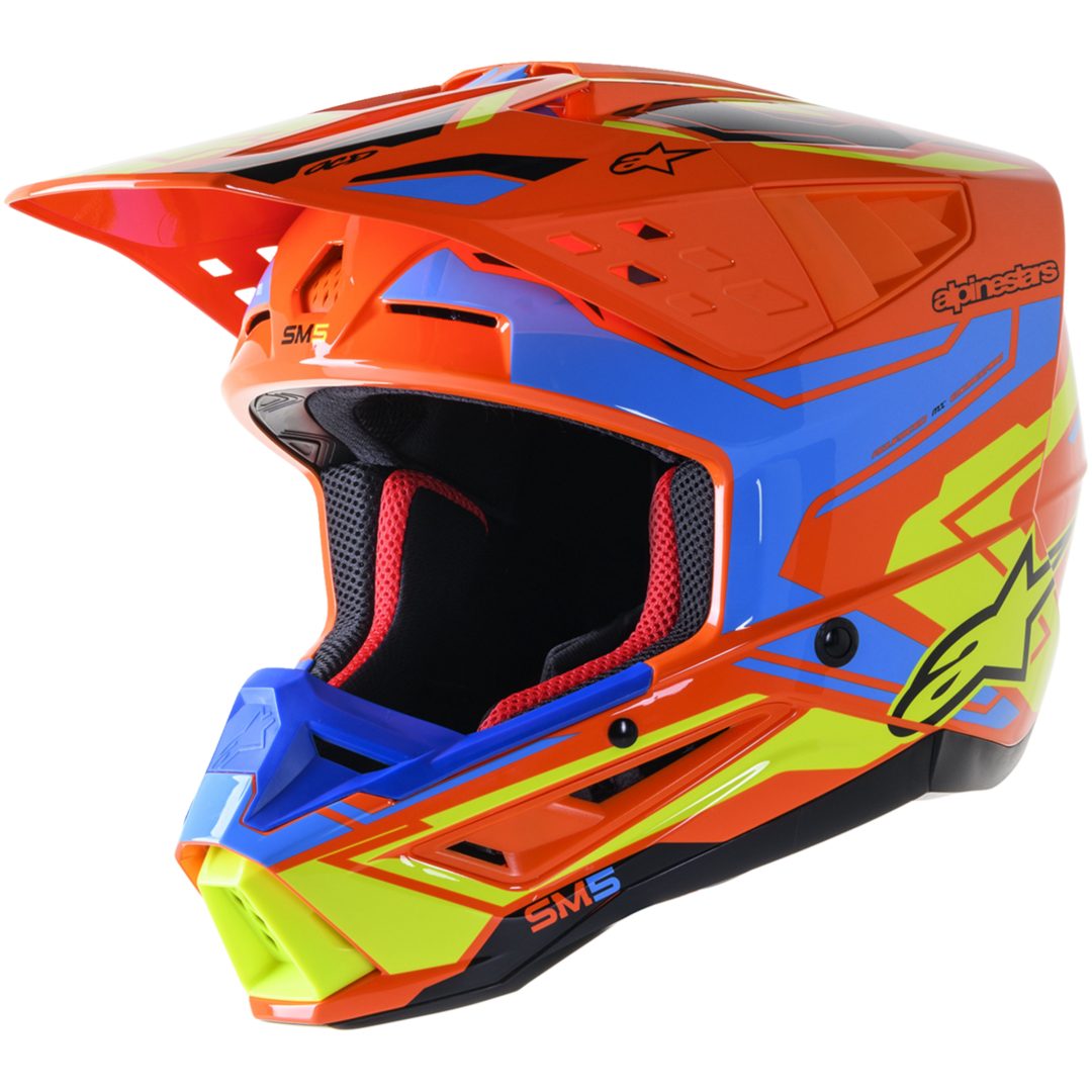 Crosshjelm Supertech M5 Blå/Orange/Gul ALPINESTARS Small – billede 3
