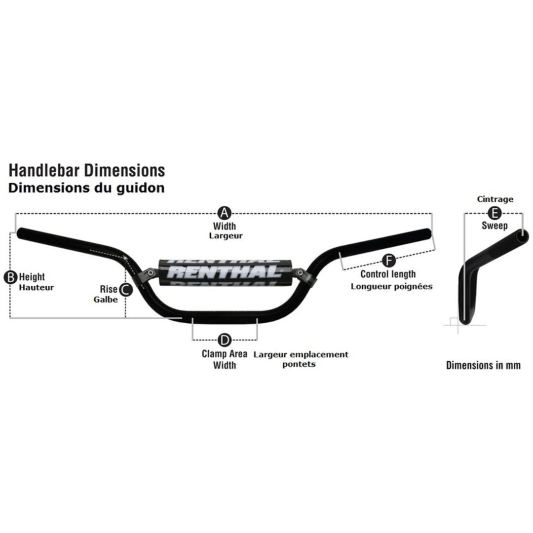 Crossstyr Twinwall 923 RC Mini/85CC Sort Aluminium RENTHAL – billede 2