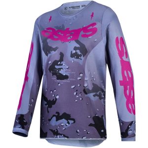 Crosstrøje Børn Fluid Lone Camo Grå Lilla Alpinestars