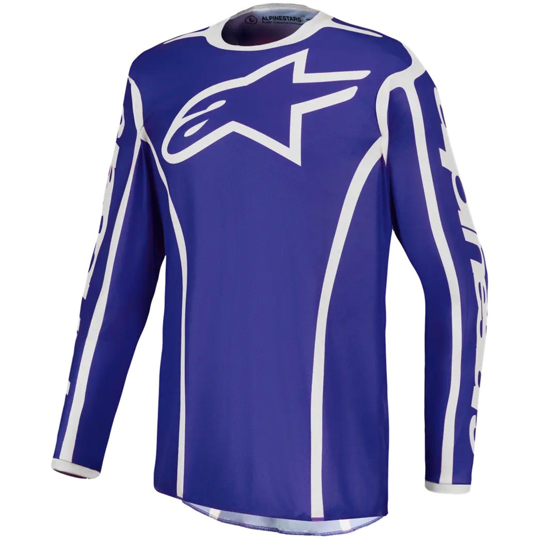 Crosstrøje Fluid Apex v2 Blå Hvid Alpinestars s