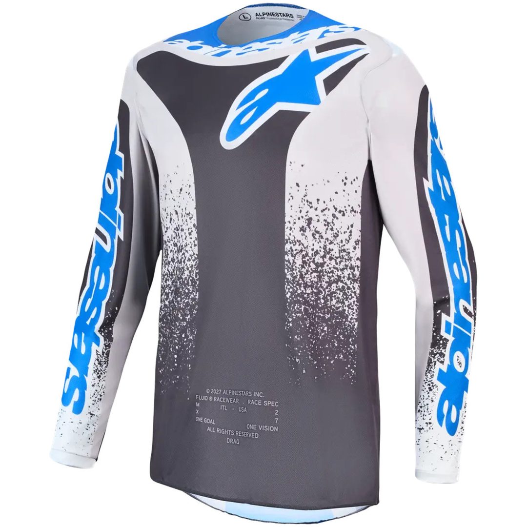 Crosstrøje Fluid Drag Blå Grå Hvid Alpinestars s