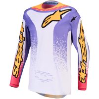 Crosstrøje Fluid Drag Hvid Koral Guld Lyseblå Alpinestars