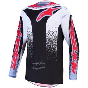 Crosstrøje Fluid Drag Sort Lysblå Rød Hvid Alpinestars
