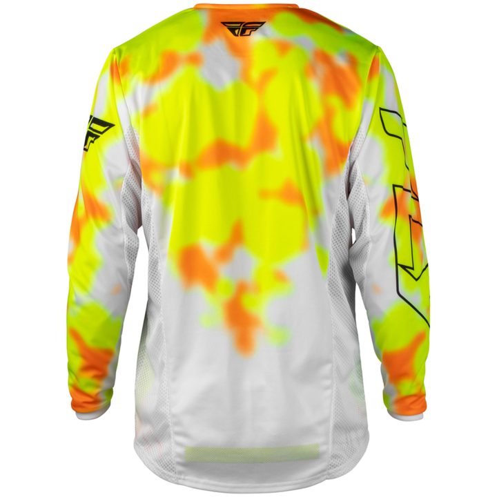 Crosstrøje Kinetic Blur Hvid Neongul Orange FLY RACING s – billede 2