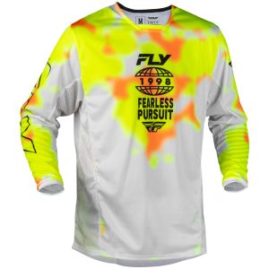 Crosstrøje Kinetic Blur Hvid Neongul Orange FLY RACING