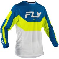 Crosstrøje Kinetic Mesh Blå Neongul Hvid FLY RACING